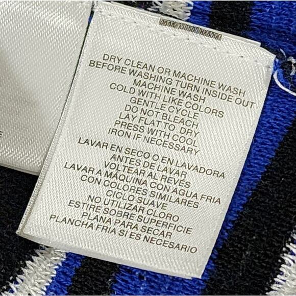 Kasper blue and white striped heavy weight long cardigan sweater size small - Picture 6 of 6